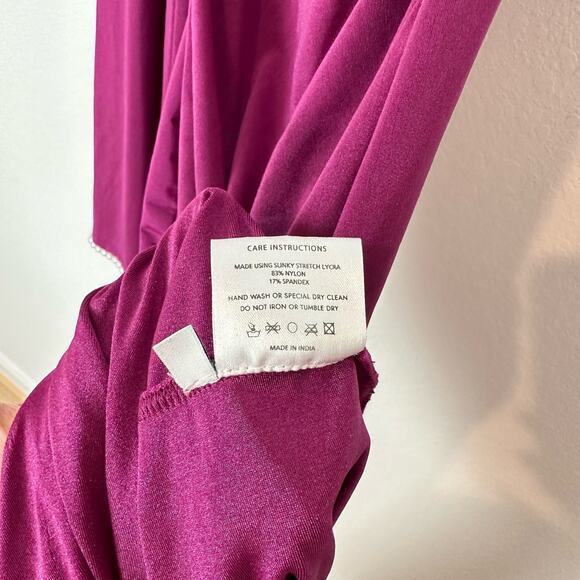 NEW Khanums x REVOLVE Khriya Pearl Trim Maxi Dress in Cranberry Size XS - Picture 9 of 9